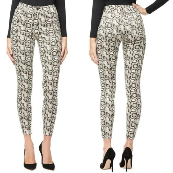 Good American Good Legs Cropped Python Print Jeans - Picture 1 of 8